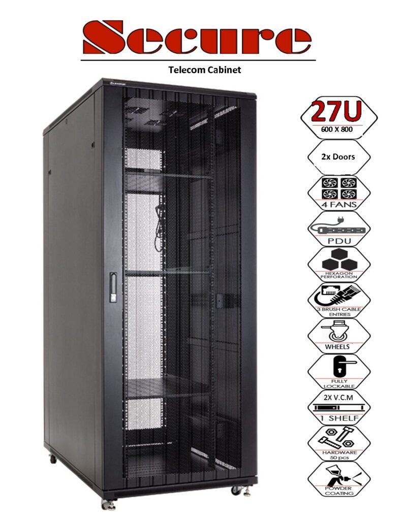 Secure Rack 27U 600X800 Perforated Doors - Alyaf Al Tawasul Co.