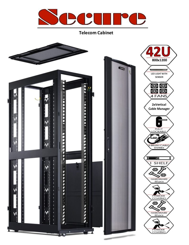 Secure Rack System Secure Rack 42U 800X1200 Perforated Doors - Alyaf Al Tawasul For IT Co.